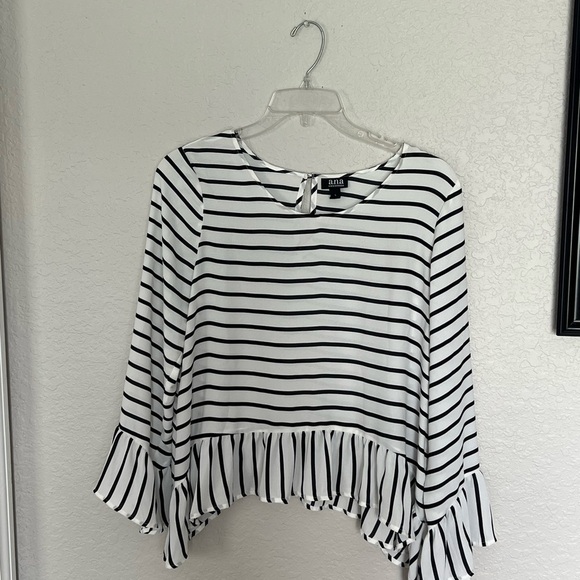 a.n.a Black and White Striped Blouse - Picture 2 of 5
